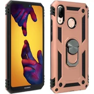 Etui i futerały do telefonów - Etui Huawei P20 Lite Bi Material Sztywne Miękkie Magnetyczne Podstawka z pierścieniem Różowe złoto - miniaturka - grafika 1