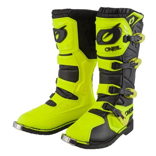 O'NEAL Buty motocrossowe Enduro Motocykl Komfort dzięki wewnętrznej powłoce Air-Mesh, cztery klamry zamykające, wysokiej jakości materiał syntetyczny Boots Rider Pro dla dorosłych, żółty neonowy, 41 EU