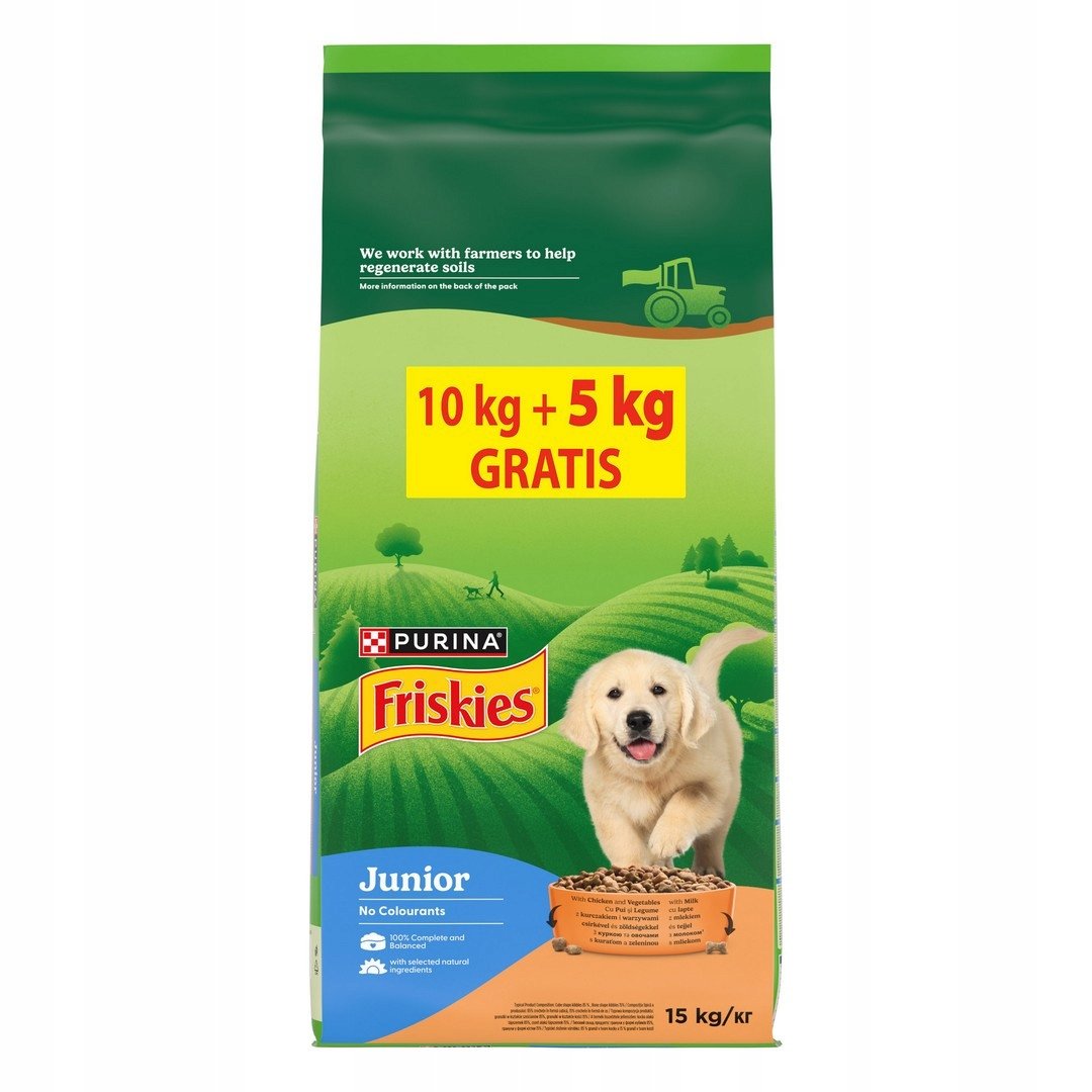 Karma dla psa FRISKIES Junior Kurczak z mlekiem i warzywami 15 kg