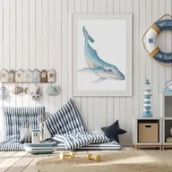 Wyposażenie pokoiku dziecięcego - Plakat dla dzieci wieloryb - miniaturka - grafika 1