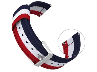 Pasek Welling nylon do Samsung Gear S3 /watch 46mm czerwono biało granatowy (22mm) - Akcesoria do smartwatchy - miniaturka - grafika 3