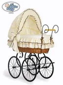 Łóżeczka i kojce - My Sweet Baby luxury Kosz Mojżesza Retro Emma - Naturalny + kremowa pościel z koronką - miniaturka - grafika 1