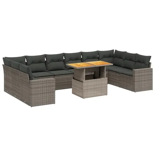Zestaw mebli ogrodowych modułowych szary rattan PE 62 x 62 x 69 cm