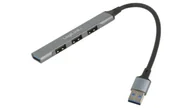 Huby USB - UA0391 Hub USB, USB A gniazdo x4, USB A wtyk, USB 3.0, PnP, szary, 5Gbps - miniaturka - grafika 1