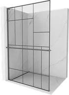 Ścianki i drzwi prysznicowe - Mexen Kioto+ L ścianka prysznicowa z półką Walk-in 110 x 200 cm, czarny wzór, gun metal - 800-110-123-95-78 - miniaturka - grafika 1