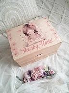 Pamiątka Chrztu Świętego - DREWNIANY KUFEREK pudełko organizer prezent na chrzest roczek - miniaturka - grafika 1