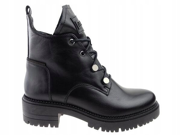 CZARNE BOTKI TRZEWIKI NESSI 20748 SKÓRA LICOWA R.38
