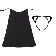 Stroje karnawałowe - ZESTAW KOTEK CZARNY PELERYNA 90cm 2el - miniaturka - grafika 1