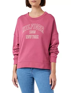 Tommy Hilfiger Bluza damska RLX Varsity Open-Nk Sweter, Matowa Malina, L, Matowa malina, L - Swetry damskie - miniaturka - grafika 1