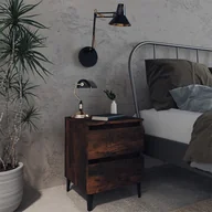 Szafki nocne - Lumarko Szafka nocna, metalowe nóżki, przydymiony dąb, 40x35x50 cm - miniaturka - grafika 1