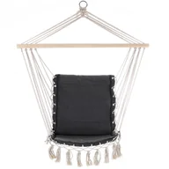 Fotele ogrodowe wiszące - Krzesło wiszące Szare 55x100cm z Frędzlami - miniaturka - grafika 1