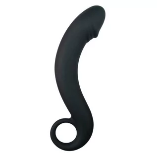 Wibratory analne - EasyToys Curved Dong - silikonowe dildo analne (czarne) - grafika 1