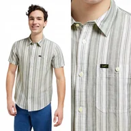 Koszule męskie - Lee Ss Leesure Shirt Summit Lniana Koszula W Paski Krótki Rękaw Regular M - miniaturka - grafika 1