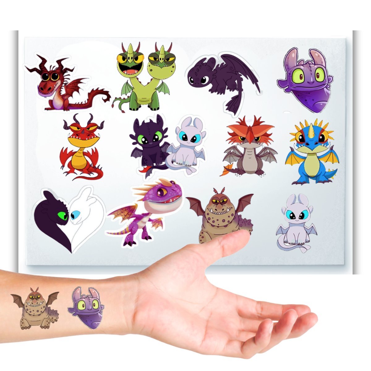 TATUAŻE JAK WYTRESOWAĆ SMOKA TYMCZASOWE DLA DZIECI DZIECIĘCE WZORY 12szt