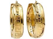 Złote kolczyki 585 duże kółeczka z greckim wzorem szerokie koła na prezent 14kt
