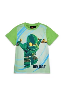 Koszulki dla chłopców - Lego t-shirt bawełniany dziecięcy kolor zielony z nadrukiem - grafika 1