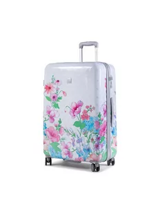 ELLE Duża Materiałowa Walizka Flower Print EL38HA.71.01 Szary - Walizki - miniaturka - grafika 1
