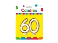 Urodziny dla dorosłych - MK Świeczka na 60-tke z brokatem i złotą obwódką - 1 szt. SWI30-6 - miniaturka - grafika 1