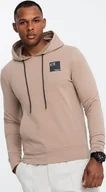 Bluzy męskie - Ombre Męska bluza z kapturem kangurka z logotypem brązowa V3 OM-SSNZ-0162 L - miniaturka - grafika 1