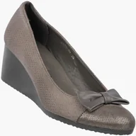 Półbuty damskie - Czółenka Damskie Ekoskóra Buty Na Koturnie Półbuty Niskie Szarobrązowe Szary 36 - miniaturka - grafika 1