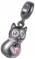 Bransoletki - Charms Zawieszka Charms Czarny Kot z Sercem Charms Trusky - miniaturka - grafika 1