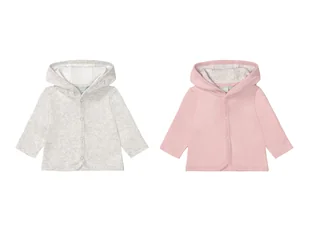 lupilu® Bluza niemowlęca z biobawełny z kapturem, 2 sztuki (Jasnoszary/różowy, 86/92) - Bluzy i sweterki niemowlęce - miniaturka - grafika 1