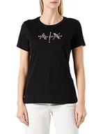 Koszulki i topy damskie - Armani Exchange Damska koszulka o regularnym kroju, wyszywane logo, czarna, S, czarny, S - miniaturka - grafika 1