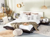 Łóżka - Shumee Łóżko wodne ze stolikami nocnymi 160 x 200 cm ciemne drewno ZEN 174692 - miniaturka - grafika 1