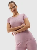 Koszulki i topy damskie - T-shirt elastyczny slim gładki damski 4F - miniaturka - grafika 1