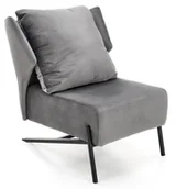 Fotele - Fotel wypoczynkowy VICTUS tapicerka welurowa ciemny popielaty / czarny - miniaturka - grafika 1