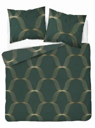 Detexpol Pościel satynowa 160x200 zielona butelkowa złota ornament 5088 B Home Satin 11 - Pościel - miniaturka - grafika 1