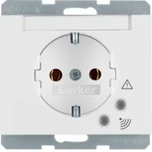Gniazdka elektryczne - K.1 Berker Gniazdo SCHUKO z ochroną przepięciową i polem opisowym, zaciski śrubowe, biały - miniaturka - grafika 1
