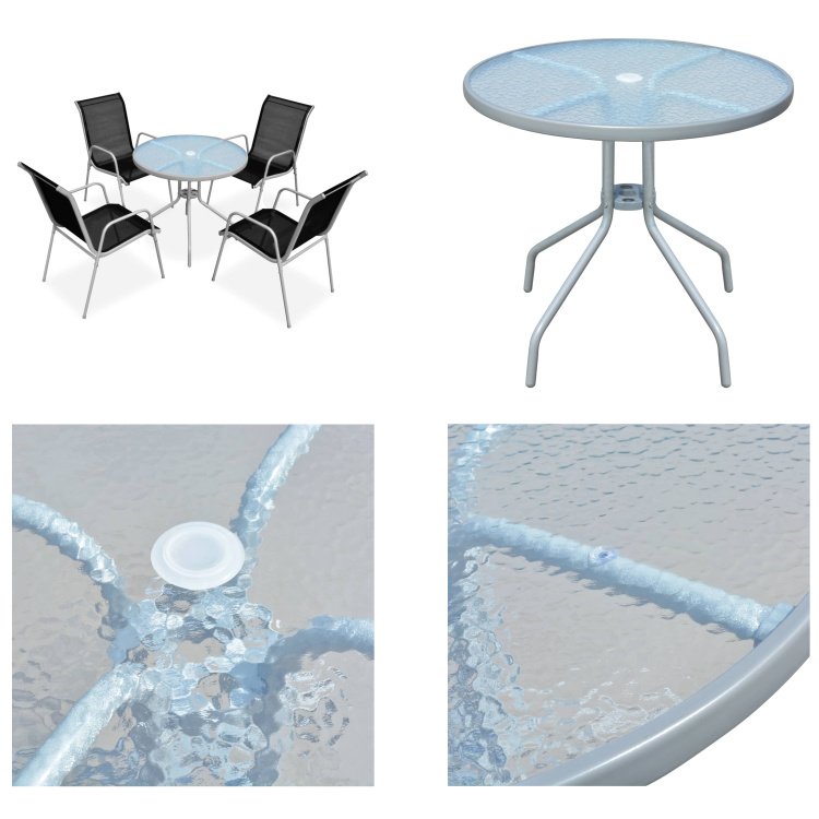 vidaXL 5-częściowy ogrodowy zestaw jadalniany stalowo-czarny - Zestaw mebli ogrodowych - Zestawy mebli ogrodowych - Zestawy mebli ogrodowych - Zestawy mebli ogrodowych