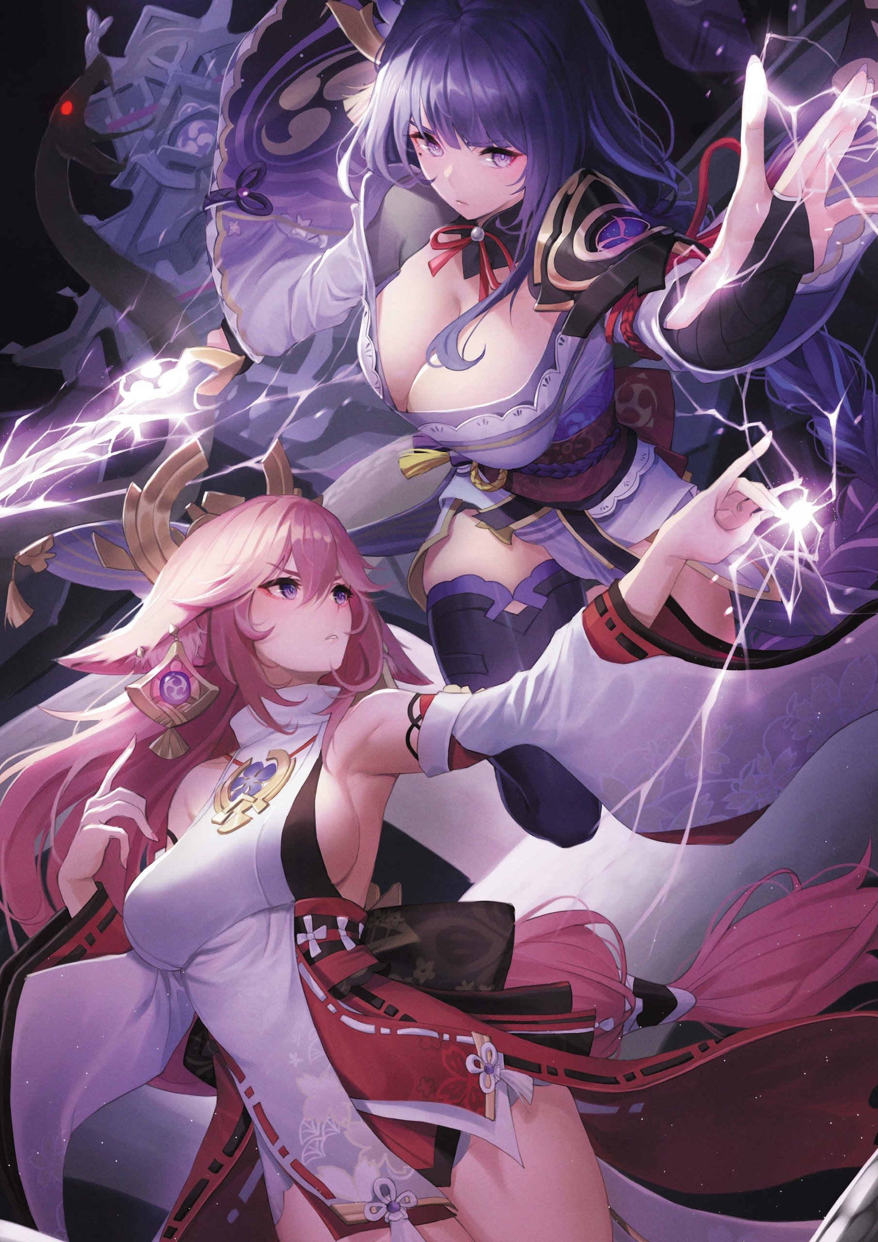 Plakat A1 Genshin Impact Yae Miko i Raiden Shogun