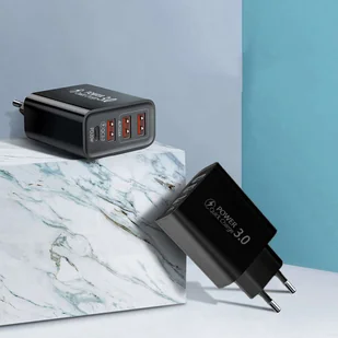 Ładowarka sieciowa Alogy szybka 3x USB-A + USB-C Quick Charge QC 3.0 PD 20W Czarna - Ładowarki do telefonów - miniaturka - grafika 5