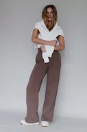Spodnie damskie - MUUV. spodnie dresowe bawełniane Fin Cotton kolor brązowy gładkie - Muuv. - miniaturka - grafika 1