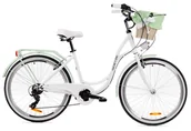 Rowery - Goetze, Rower Miejski Mood 26" NewLine 6 Biegów Biało Pistacjowy, Kosz - miniaturka - grafika 1