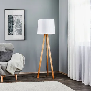 Quitani lampa podłogowa Alos, dąb, chintz biały, trójnóg - Lampy stojące - miniaturka - grafika 2