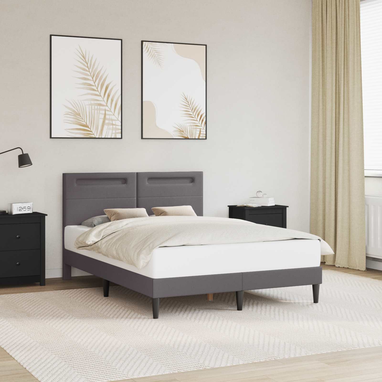 vidaXL vidaXL Ramka łóżka z paskami LED Szary 120 x 200 cm Ekoskóra
