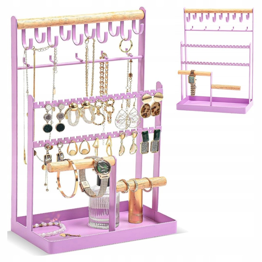 NOWOCZESNY STOJAK NA BIŻUTERIĘ 6 POZIOMÓW 15 HACZYKÓW ORGANIZER PREZENT