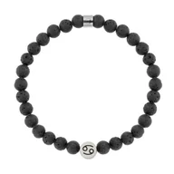 Bransolety męskie - Bransoletka męska znak zodiaku czarna lawa wulkaniczna Rak - Manoki - miniaturka - grafika 1