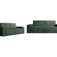 Sofy i kanapy - Kanapa 3-osobowa i 2-osobowa z zielonego sztruksu - AMELIA - miniaturka - grafika 1