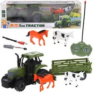 Zabawki zdalnie sterowane - Traktor Rolniczy Zdalnie Sterowany RC z Przyczepą + Zwierzęta - miniaturka - grafika 1