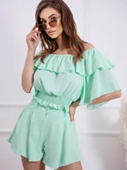 Komplety damskie - KOMPLET SPODENKI +BLUZKA HISZPANKA- MIĘTOWY - Olika - miniaturka - grafika 1