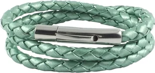 König Design skórzany naszyjnik skórzany pasek skórzana bransoletka 4 mm męski naszyjnik 17 cm - 100 cm pleciony, długość: 22 centymetry, kolor: zielony metalik - Naszyjniki męskie - miniaturka - grafika 1