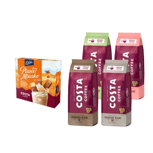 ZESTAW - Kawy mielone Costa Coffee 4x500g + Ptasie Mleczko Wedel Caffe Frappe Costa Coffee 340g - Kawa - miniaturka - grafika 1