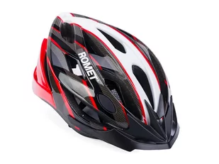 Kask Rowerowy Romet 103 Bialo Szaro Czerwony Z Daszkiem L (58-61) - Kaski rowerowe - miniaturka - grafika 1
