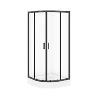 Kabiny prysznicowe - Cersanit Zestaw kabina prysznicowa z brodzikiem  Arteco 80x80x190 cm półokrągła czarna brodzik Tako 16 cm S913-025 - miniaturka - grafika 1