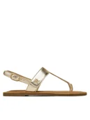 Sandały damskie - Tommy Hilfiger Sandały Metallic Leather Thong Sandal FW0FW08798 Złoty - miniaturka - grafika 1