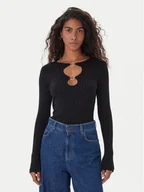 Swetry damskie - Fracomina Sweter FS25WT7021K501Q7 Czarny Slim Fit - miniaturka - grafika 1